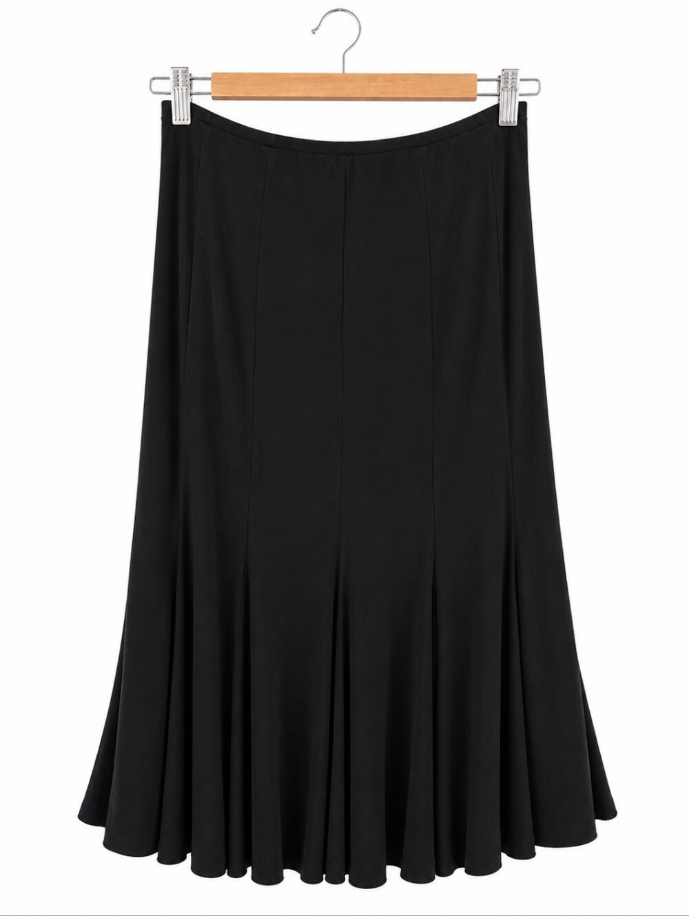 Joseph Ribkoff Black Flared Midi Skirt Size 10 Canada/USA Elegant Stretch Pull - Picture 2 of 8